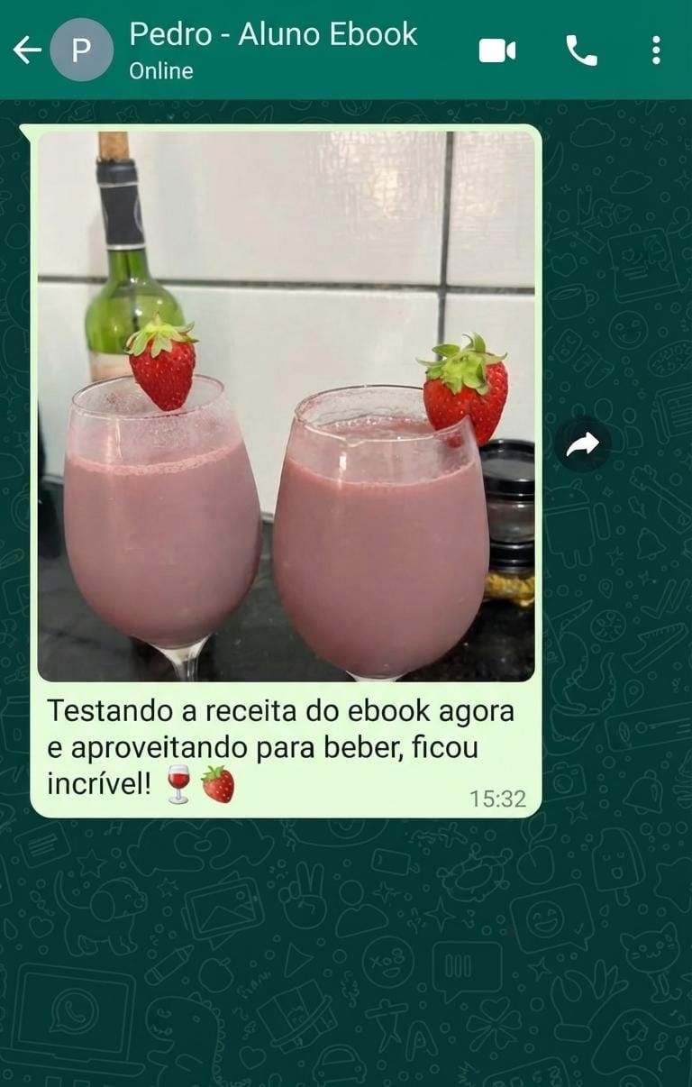 Mensagem de Pedro sobre as receitas de batidas cremosas
