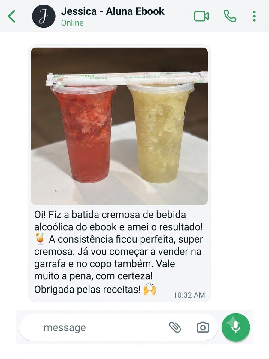 Mensagem de Jessica sobre as receitas de batidas cremosas
