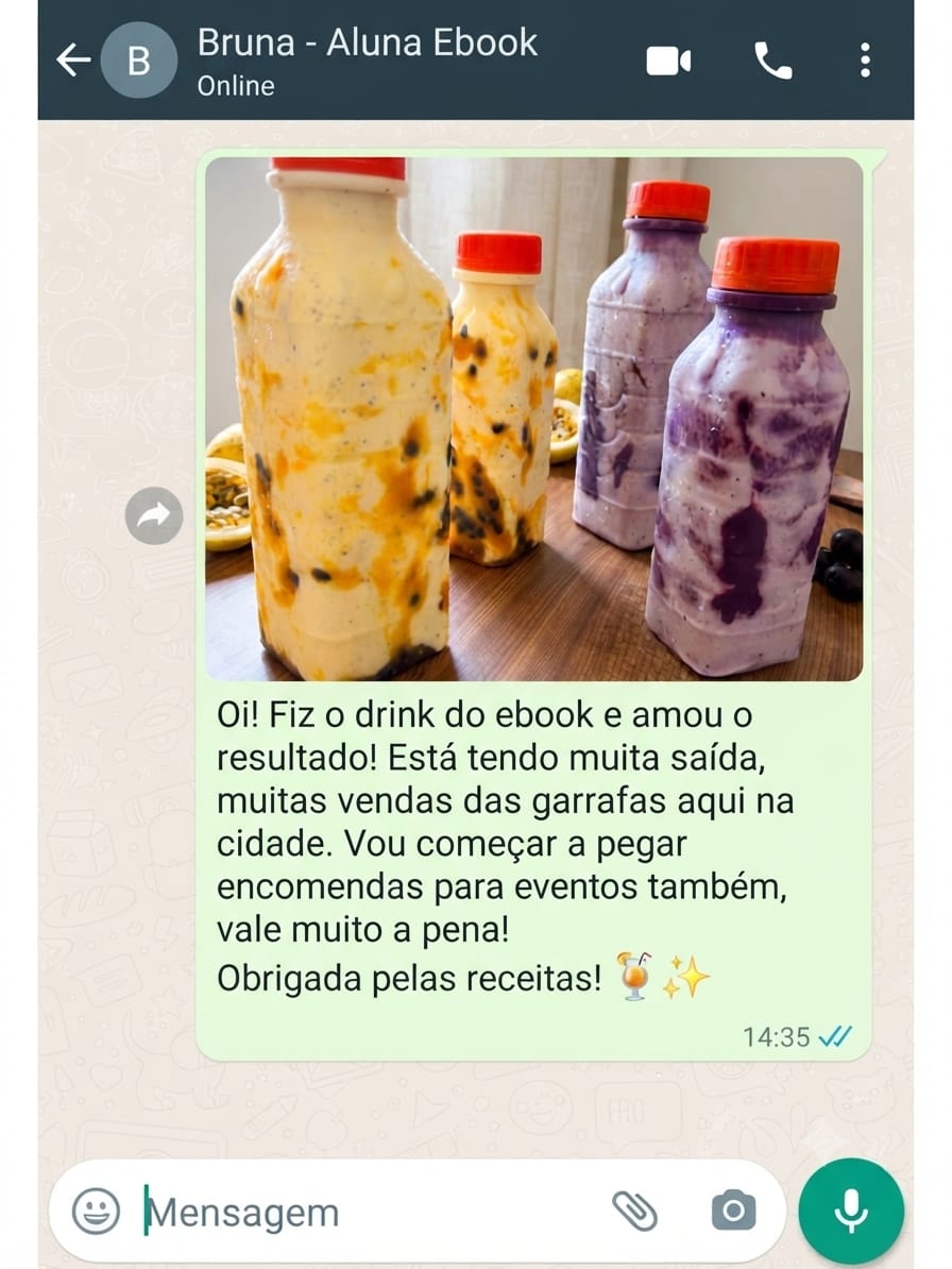 Mensagem de Bruna sobre as receitas de batidas cremosas