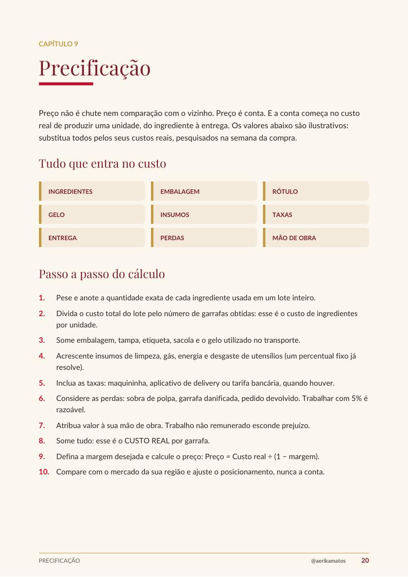 Página do guia: Página de precificação