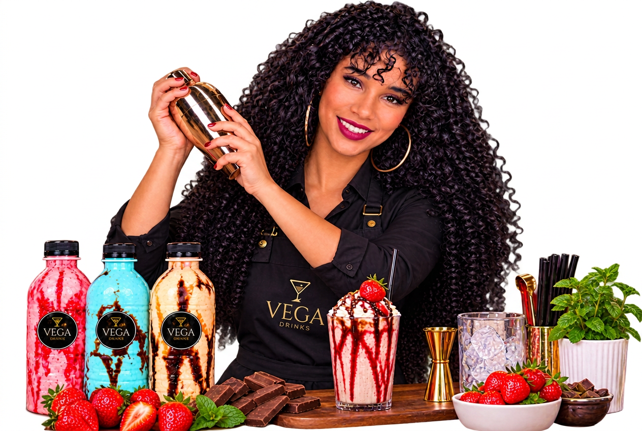 Bancada montada com garrafas e drinks prontos para venda
